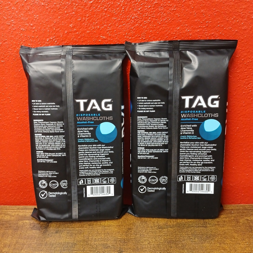 Lot of 2 TAG 18ct Disposable Washcloths, Alcohol-Free, 12x8" - Picture 2 of 4
